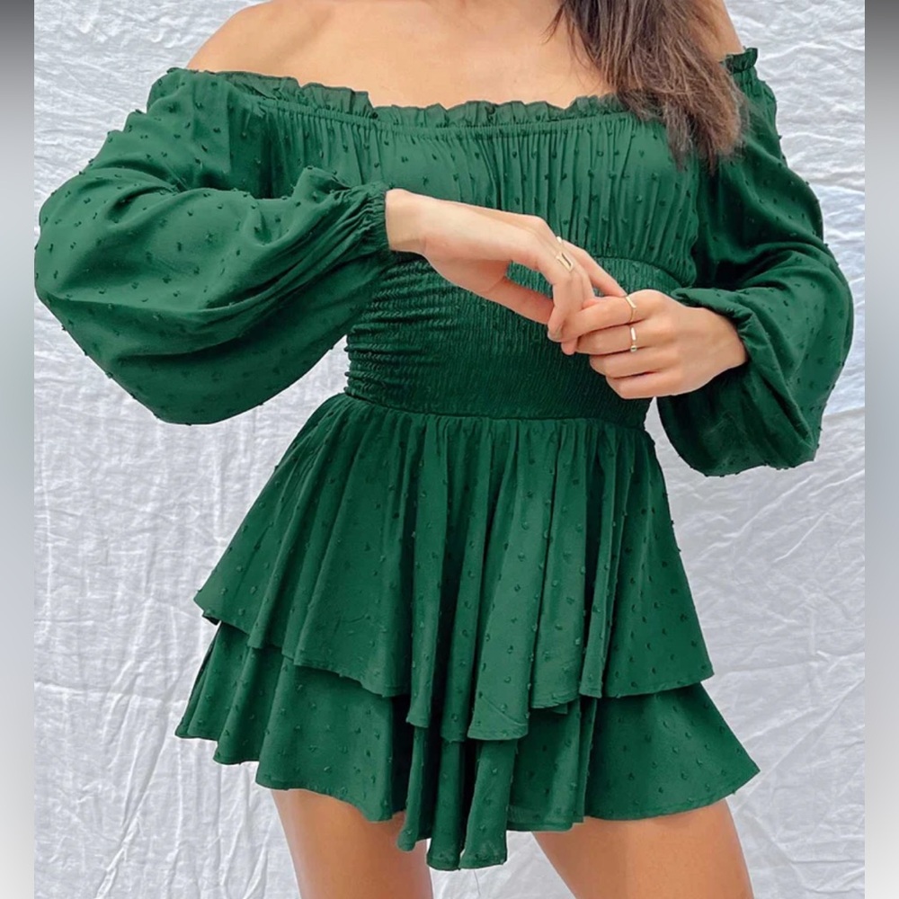 Princess Polly: The Love Galore Romper Long Sleeve Green